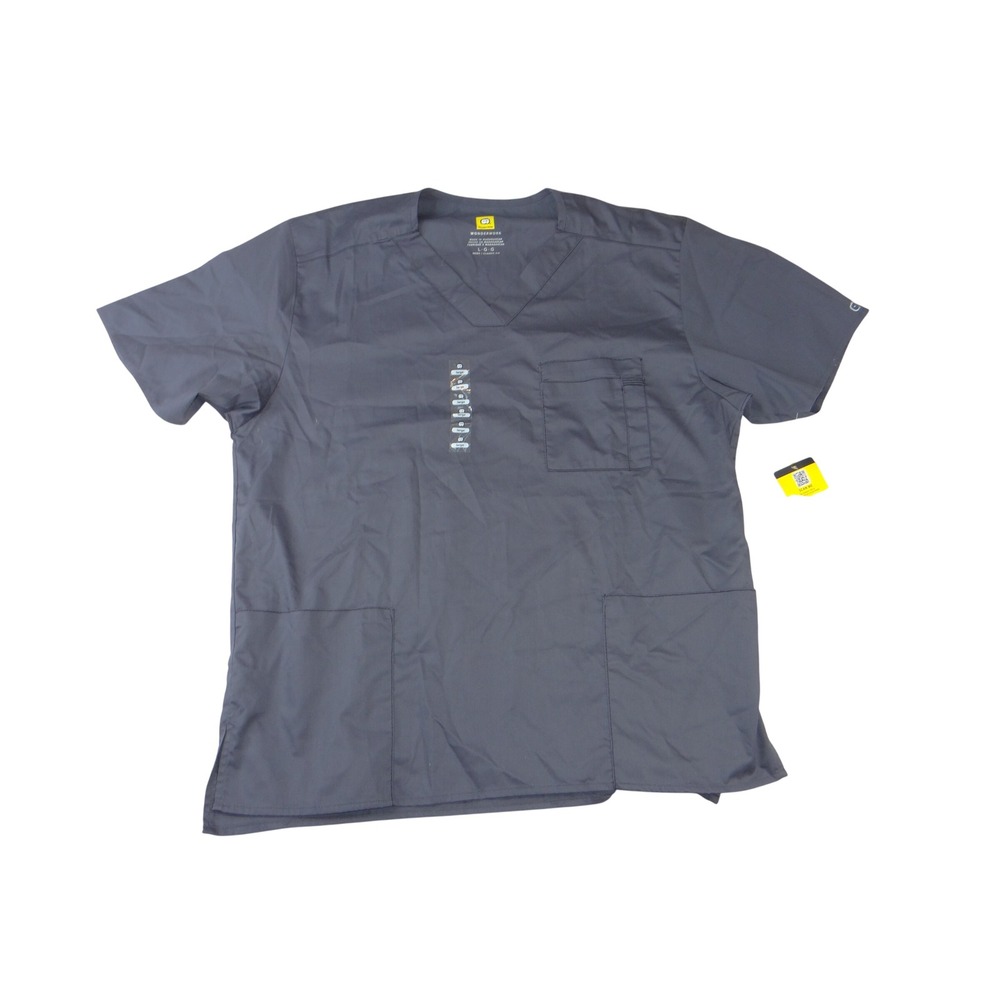 WonderWink WonderWork Mens Classic Fit V-Neck Scrub Top Charcoal Gray Large 3848